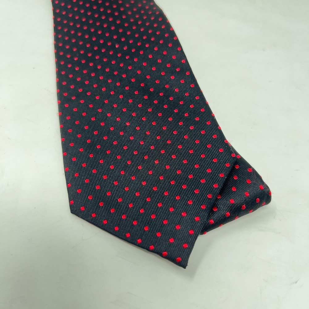 Fabio Fazio 100% Silk‎ Hand Made Men's Tie Geometric Black Red Lightweight - Picture 3 of 9